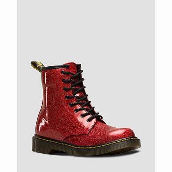 Dr Martens Gyerek 1460 Glitter Lace Up Bakancs Piros